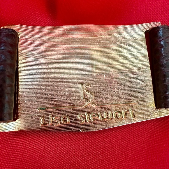 LISA STEWART Gold Plate/ Dark Brown Leather Initial "A"
Cuff Bracelet - Picture 5 of 5